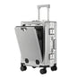 Front Opening Aluminum Frame Luggage Case with USB Charging