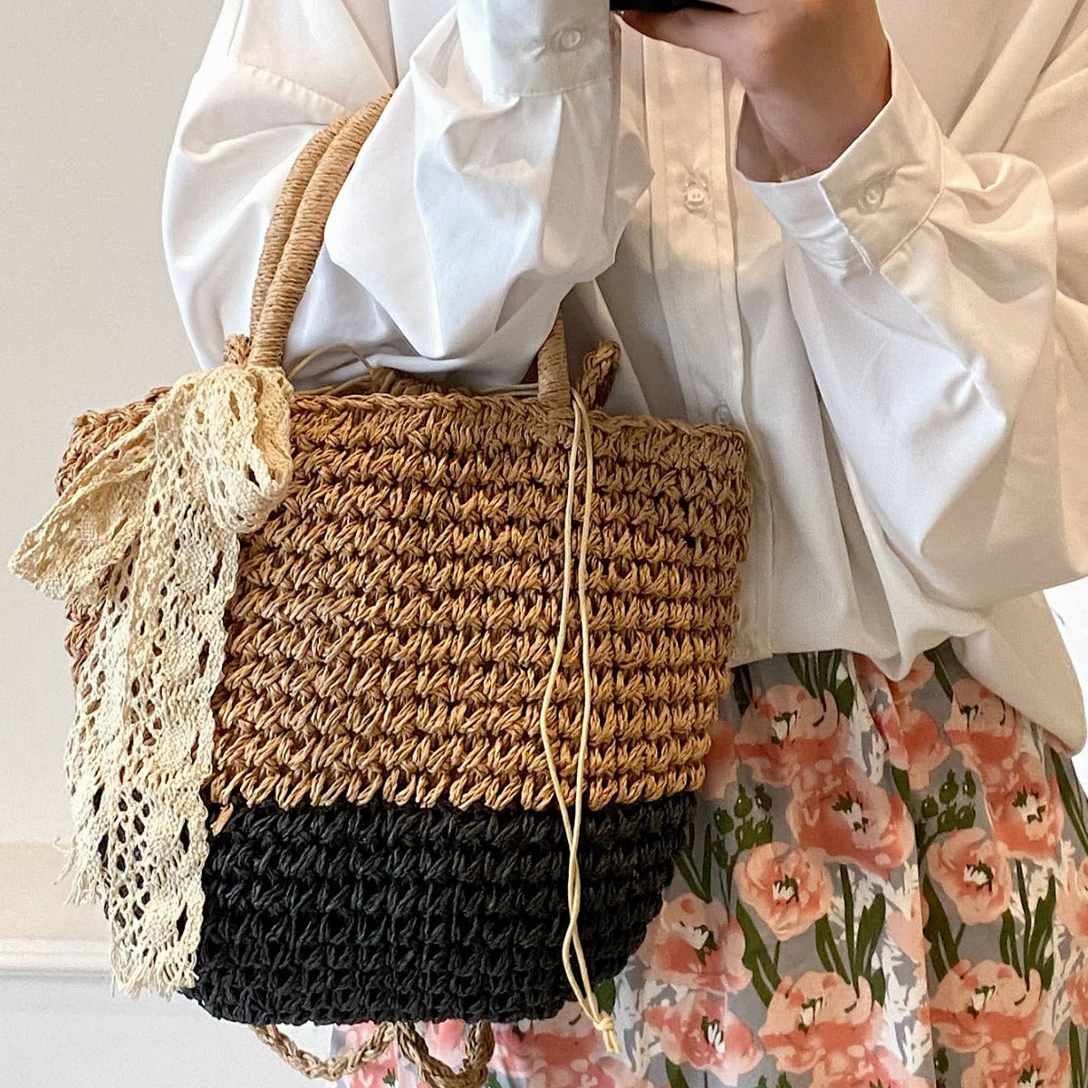 Straw Woven Crossbody Beach Bag