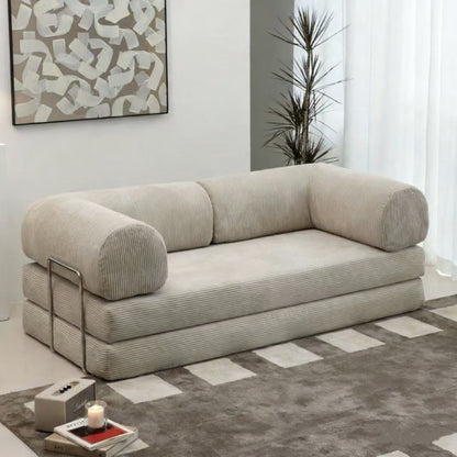 Foldable Corduroy Sofa Bed with Modular Design