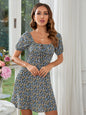 Floral Print Square Collar Dress